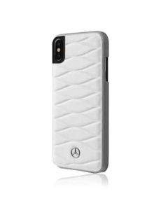 Mercedes-Benz Pattern III Leather Hard Case - кожен кейс (естествена кожа) за iPhone XS, iPhone X (бял)