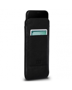SENA Bence UltraSlim Wallet - кожен калъф (естествена кожа, ръчна изработка) с джоб за кредитна карта за iPhone XS, iPhone X (черен)