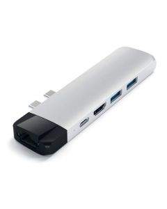 Satechi USB-C Pro USB Hub HDMI 4K & Ethernet - мултифункционален хъб за свързване на допълнителна периферия за MacBook (сребрист)