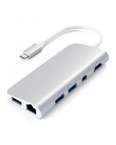 Satechi USB-C Multimedia Adapter - мултифункционален хъб за свързване на допълнителна периферия за MacBook Pro (сребрист)