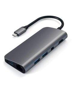 Satechi USB-C Multimedia Adapter - мултифункционален хъб за свързване на допълнителна периферия за MacBook Pro (тъмносив)