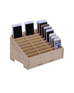 Multifunctional Mobile Phone Repair Wooden Tool Box - дървена кутия с 24 слота за организиране на смартофни и части (кафяв)