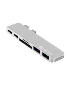 eStuff Allure USB-C Hub Pro - мултифункционален хъб за свързване на допълнителна периферия за MacBook Pro 16, TouchBar 13, TouchBar 15 (2016 и по-нови) (сребрист)