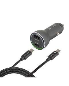 4smarts Fast Car Charger Set iPD - зарядно за кола с USB-C кабел за устройства с USB-C порт (черен)