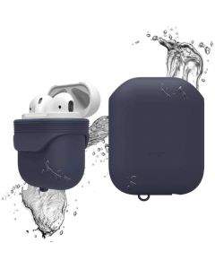 Elago Airpods Waterproof Case - водоустойчив силиконов калъф за Apple Airpods (тъмносин)