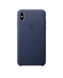 Apple iPhone Leather Case - оригинален кожен кейс (естествена кожа) за iPhone XS Max (тъмносин)