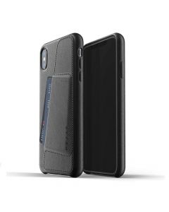 Mujjo Leather Wallet Case - кожен (естествена кожа) кейс с джоб за кредитна карта за iPhone XS Max (черен)