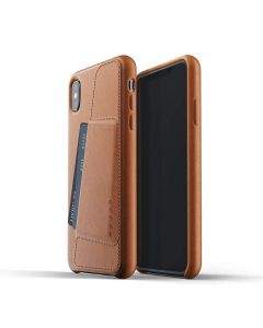 Mujjo Leather Wallet Case - кожен (естествена кожа) кейс с джоб за кредитна карта за iPhone XS Max (кафяв)