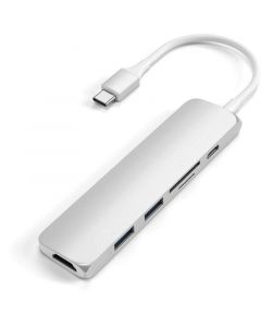 Satechi USB-C Multiport Adapter V2 - мултифункционален хъб за свързване на допълнителна периферия за компютри с USB-C (сребрист)