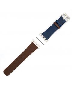 4smarts Leather Duett Wrist Band - кожена каишка за Apple Watch 38мм, 40мм (кафяв-син)