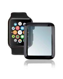 4smarts Second Glass Curved Colour Frame - калено стъклено защитно покритие с извити ръбове за дисплея на Apple Watch Series 3,2,1 (38 mm) (черен-прозрачен)