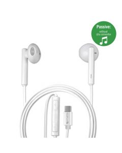 4smarts In-Ear USB-C Stereo Headset Harmony 1.1m Passive - слушалки с USB-C кабел, управление на звука и микрофон (бял)