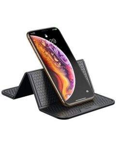 Baseus Folding Bracket Antiskid Pad - сгъваема лепяща се силиконова поставка за табло и гладки повърхности за мобилни телефони (черен)