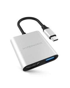HyperDrive 3-in-1 USB-C Hub - мултифункционален хъб за свързване на допълнителна периферия за MacBook Pro и устройства с USB-C (сребрист)