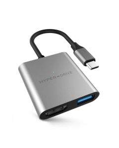 HyperDrive 3-in-1 USB-C Hub - мултифункционален хъб за свързване на допълнителна периферия за MacBook Pro и устройства с USB-C (тъмносив)