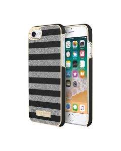 Kate Spade Wrap Glitter Stripe Case - удароустойчив хибриден кейс за iPhone SE (2020), iPhone 8, iPhone 7 (черен)