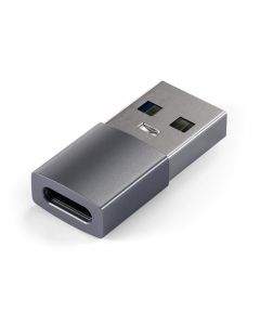 Satechi USB Male To USB-C Female Adapter - адаптер от USB мъжко към USB-C женско за мобилни устройства (тъмносив)