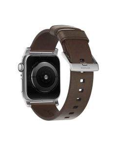 Nomad Strap Modern Slim Leather - кожена (естествена кожа) каишка за Apple Watch 38мм, 40мм (кафяв-сребрист)