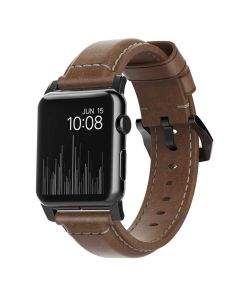 Nomad Strap Traditional Leather - кожена (естествена кожа) каишка за Apple Watch 42мм, 44мм (кафяв-черен)