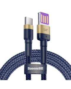 Baseus Cafule Quick Charge USB-C Cable (CATKLF-PV3) - кабел с въжена оплетка и бързо зареждане за устройства с USB-C порт (100 см) (тъмносин)