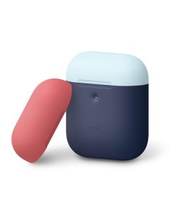 Elago Airpods Duo Silicone Case - силиконов калъф за Apple Airpods 2 with Wireless Charging Case (тъмносин-червен)