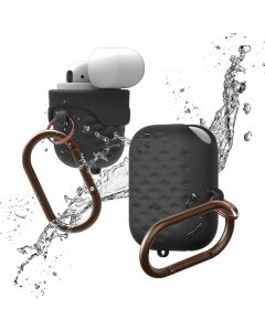 Elago Airpods Waterproof Active Hang Case - водоустойчив силиконов калъф с карабинер за Apple Airpods (черен)