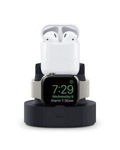 Elago Duo Charging Hub - силиконова поставка за зареждане на iPhone, Apple Watch и Apple AirPods (черна)