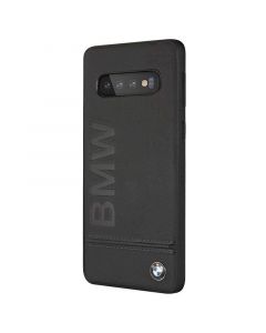 BMW Signature Genuine Leather Soft Case - кожен кейс (естествена кожа) за Samsung Galaxy S10 (черен)