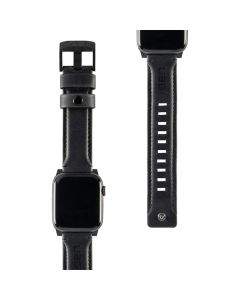 Urban Armor Gear Leather Strap - кожена (естествена кожа) каишка за Apple Watch 42мм, 44мм (черен)