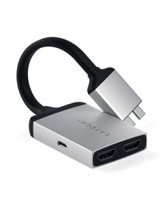 Satechi USB-C to Dual HDMI 4K Adapter - адаптер с поддръжка на 4K за свързване от USB-C към HDMI за MacBook (сребрист)