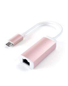 Satechi Aluminum USB-C to Ethernet Adapter - адаптер за свързване от USB-C към Ethernet (розово злато)