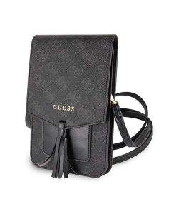Guess Wallet Universal Phone Bag - кожена чанта (портфейл) с презрамка (черен)
