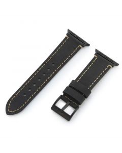 Torrii Leather Band - кожена каишка за Apple Watch 38мм, 40мм (черна с кафеви шевове)