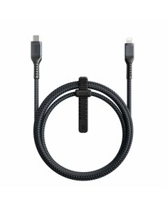 Nomad Rugged USB-C to Lightning Cable - здрав кабел с въжена оплетка за устройства с Lightning порт (150 см) (черен)
