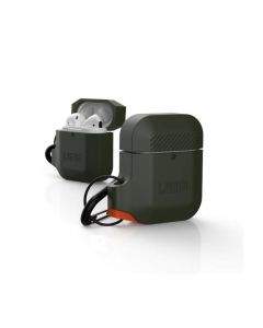Urban Armor Gear Soft Touch Waterproof Silicone Hang Case - водо и удароустойчив силиконов калъф с карабинер за Apple Airpods (тъмнозелен)