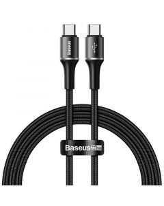 Baseus Halo USB-C to USB-C Cable PD 2.0 60W (CATGH-K01) - кабел с въжена оплетка за устройства с USB-C порт (200 см) (черен)