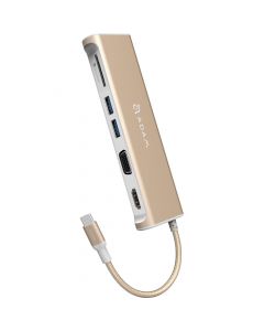 Adam Elements Casa Hub A03 - USB-C хъб с 2 USB изхода, HDMI порт, VGA порт и четец за карти памет за устройства с USB-C порт (златист)