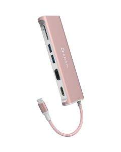 Adam Elements Casa Hub A03 - USB-C хъб с 2 USB изхода, HDMI порт, VGA порт и четец за карти памет за устройства с USB-C порт (розово злато)