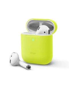 Elago Airpods Skinny Silicone Case - тънък силиконов калъф за Apple Airpods и Apple Airpods 2 with Wireless Charging Case (жълт-фосфор)