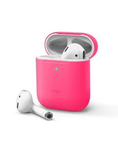 Elago Airpods Skinny Silicone Case - тънък силиконов калъф за Apple Airpods и Apple Airpods 2 with Wireless Charging Case (розов-фосфор)