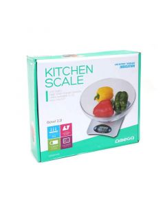Omega Kitchen Scale With Bow - кухненска везна с купа за измерване на теглото на хранителни продукти (сребрист)