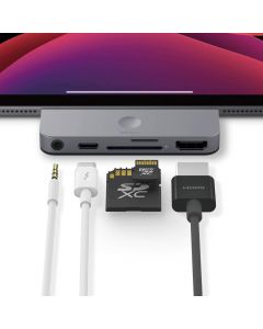 Elago USB-C Pocket Pro Hub Adapter - мултифункционален хъб за свързване на допълнителна периферия за iPad Pro и мобилни устройства (тъмносив)