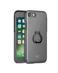 iLuv Metal Forge Ring Case - поликарбонатов кейс с пръстен против изпускане за iPhone SE (2020), iPhone 8, iPhone 7 (сив)