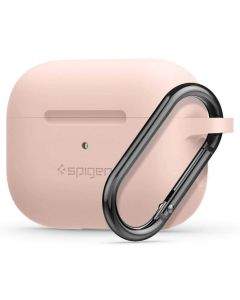 Spigen Airpods Pro Silicone Fit Case - силиконов калъф с карабинер за Apple Airpods Pro (розов)