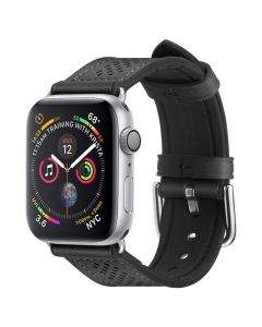 Spigen Retro Fit Band - кожена каишка за Apple Watch 42mm, 44mm (черен)