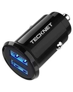 TeckNet ECC01001BA01 Dual USB 4.8A Car Charger - зарядно за кола (4.8A/24W) с 2xUSB порта за мобилни устройства (черен)