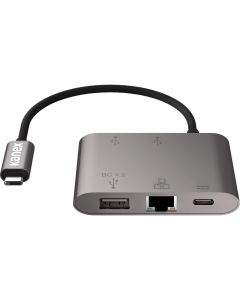 Kanex USB-C to Gigabit Ethernet Hub with Power Delivery - USB-C хъб с Gigabit Ethernet порт и 3хUSB порта с Power Delivery (60W) за Macbook и устройства с USB-C (сив)