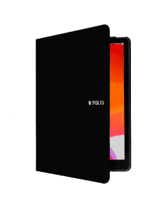 SwitchEasy CoverBuddy Folio Case - кожен кейс с поставка и отделение за Apple Pencil за iPad 7 (2019), iPad 8 (2020) (черен)