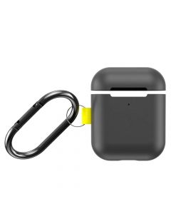 Baseus Lets Go Silica Gel Case - силиконов калъф с карабинер за Apple Airpods & Apple Airpods 2 (черен)