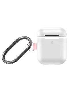 Baseus Lets Go Silica Gel Case - силиконов калъф с карабинер за Apple Airpods & Apple Airpods 2 (бял)